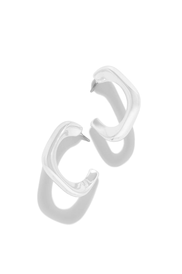 Load image into Gallery viewer, Silver Tone Square Hoop Earrings
