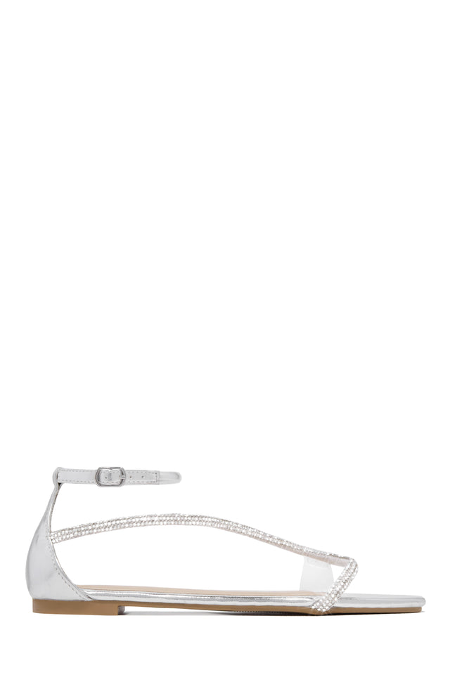 Load image into Gallery viewer, Ankle Strap Metallic Silver Sandal
