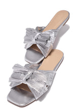Load image into Gallery viewer, Silver-Tone Flat Slide Sandals
