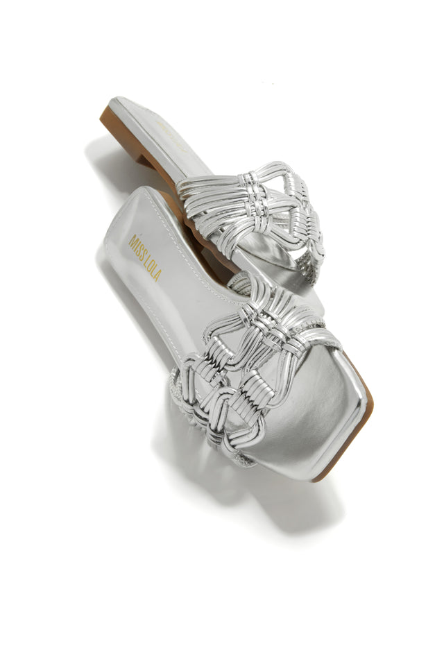 Load image into Gallery viewer, Silver-Tone Sandals

