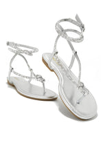 Load image into Gallery viewer, Silver-Tone Rhinestone Sandals
