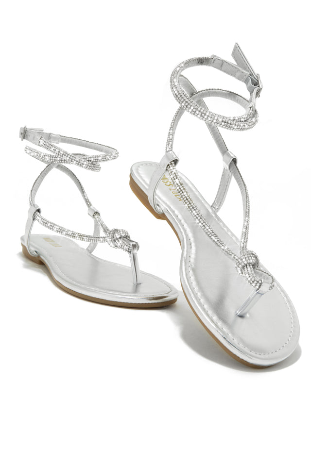 Load image into Gallery viewer, Silver-Tone Rhinestone Sandals
