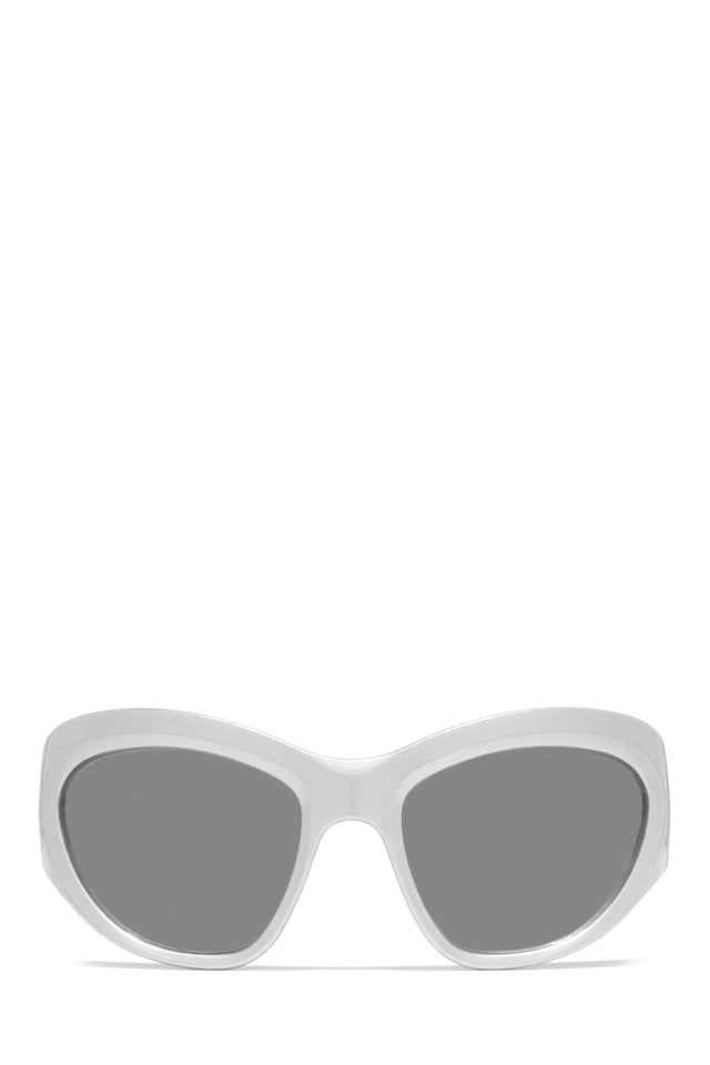 Load image into Gallery viewer, Silver-Tone Oversized Alien Sunglasses
