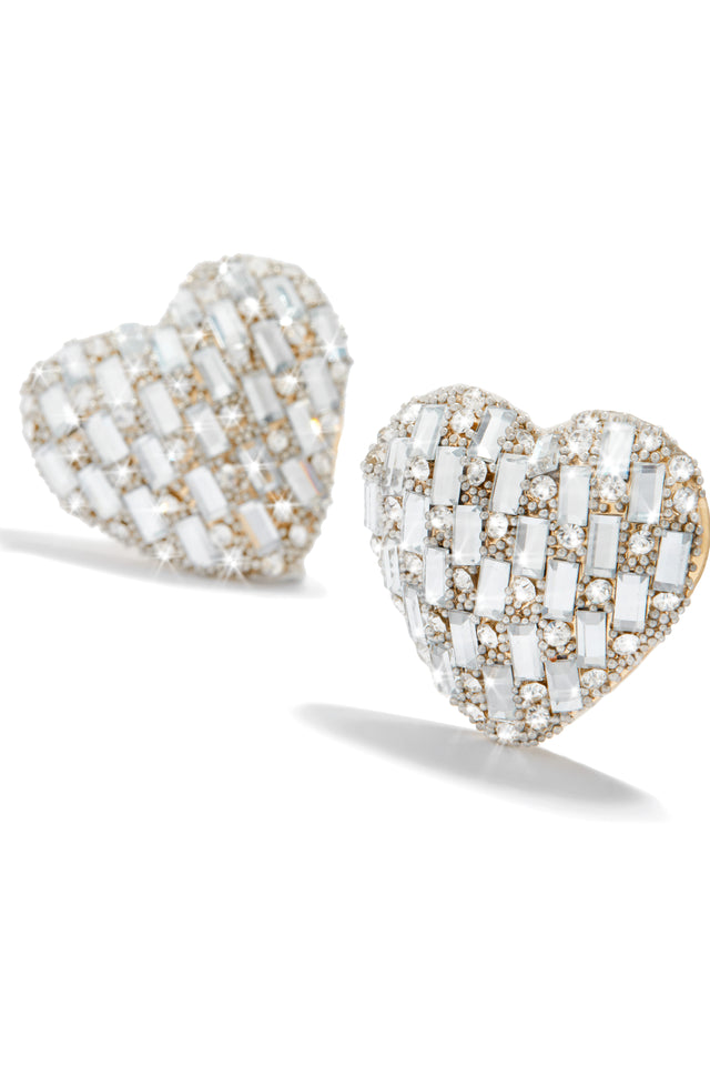 Load image into Gallery viewer, Silver-Tone Embellished Heart Earring

