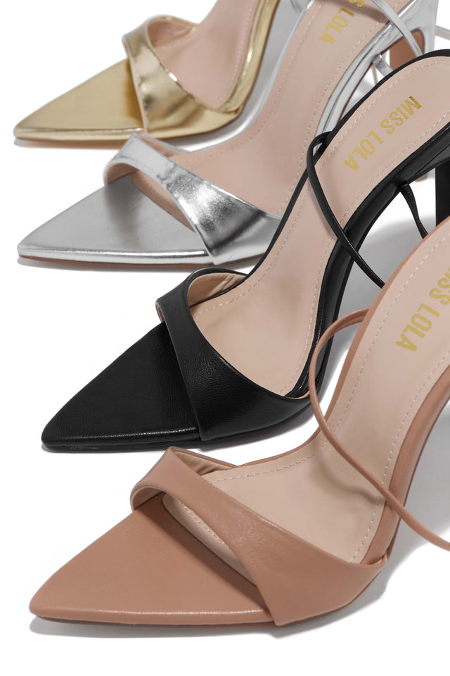 Load image into Gallery viewer, Heels Available In Gold, Silver, Black, And Nude
