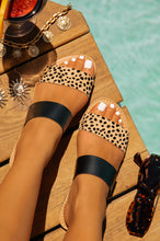 Load image into Gallery viewer, Leopard and Black Strap Slip On Sandals
