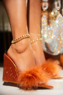 Orange Embellished Mules