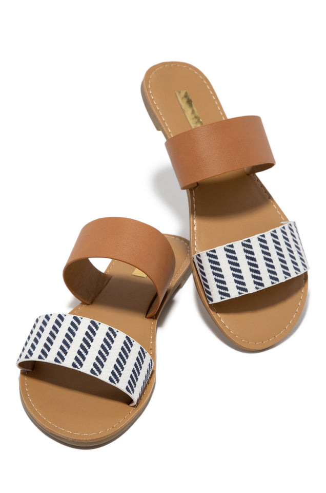 Load image into Gallery viewer, Tan and Navy Blue Slide
