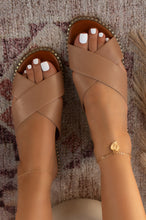 Load image into Gallery viewer, Woman Wearing Nude Crisscross Sandals
