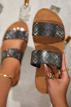 Load image into Gallery viewer, Black Embellished Slip On Sandals
