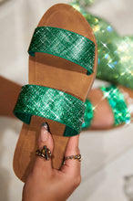 Load image into Gallery viewer, Green Embellished Slip On Sandals
