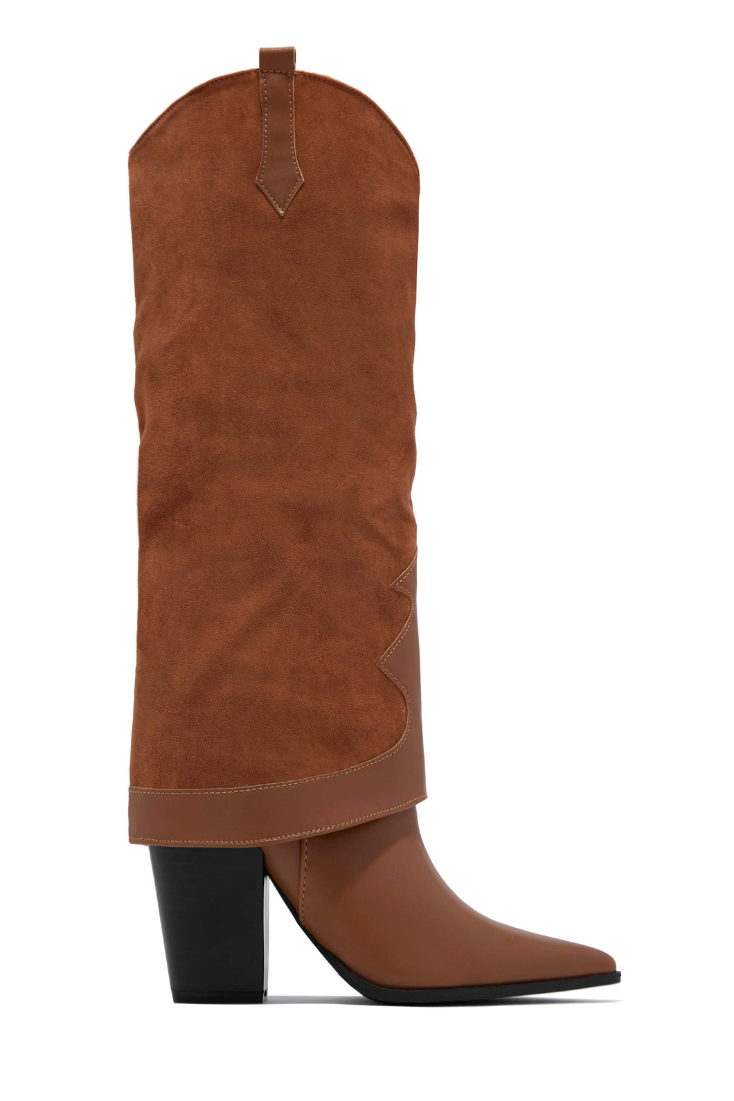 Tan Brown Chunky Heel Boots