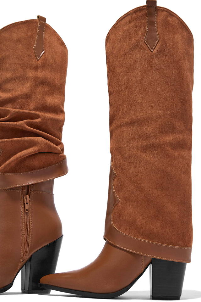 Load image into Gallery viewer, Tan Chunky Heel Knee High Boots
