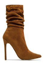 Load image into Gallery viewer, Solemate Ruched Detailed Ankle Heel Boots - Tan
