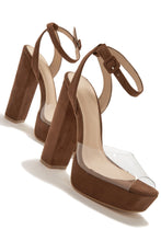 Load image into Gallery viewer, Tan Heels With Clear Strap
