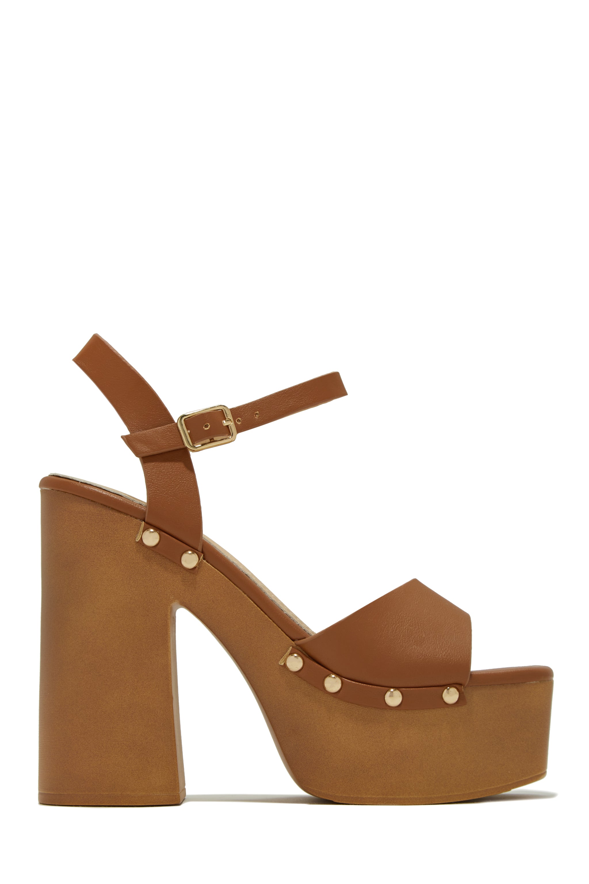 Kammy Tan Chunky Wood Like Platform Heels MISS LOLA Miss Lola
