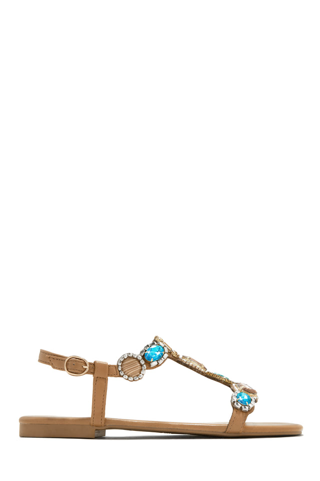 Miss Lola Aruba Sunset Black Stone Embellished Sandals MISS LOLA