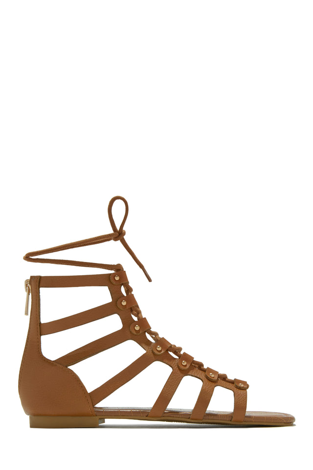 Load image into Gallery viewer, Summer Getaway Lace Up Gladiator Sandals - Natural

