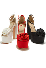 Load image into Gallery viewer, All Colors Available For Floral Platform Block High Heels - White, Red and Black
