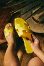 Load image into Gallery viewer, Yellow Flat Slide Sandals
