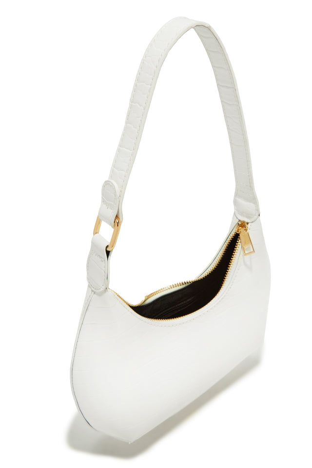 Load image into Gallery viewer, White Embossed Croc Shoulder Bag
