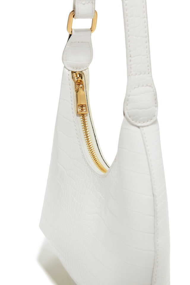 Load image into Gallery viewer, White Handbag with Embossed Croc Detailing
