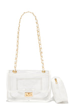 Load image into Gallery viewer, Gold Tone White and Clear Bag
