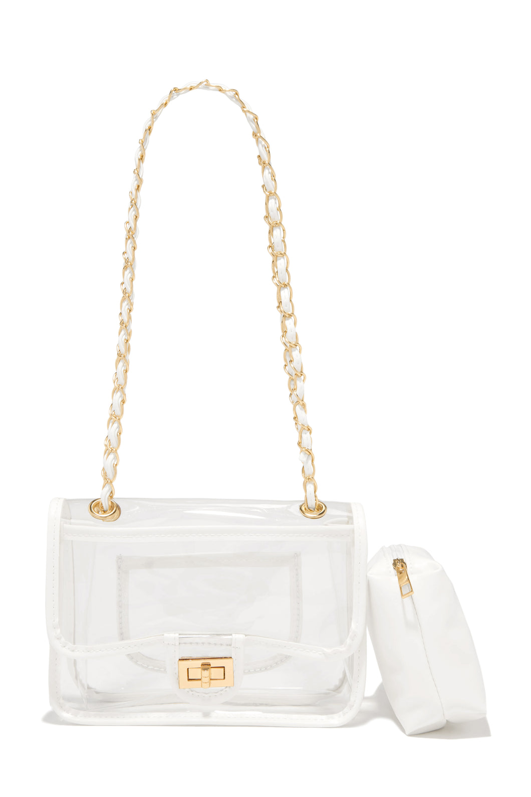 Gold Tone White and Clear Bag