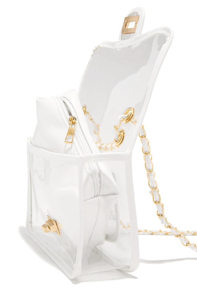 Load image into Gallery viewer, Gold Tone White and Clear Bag
