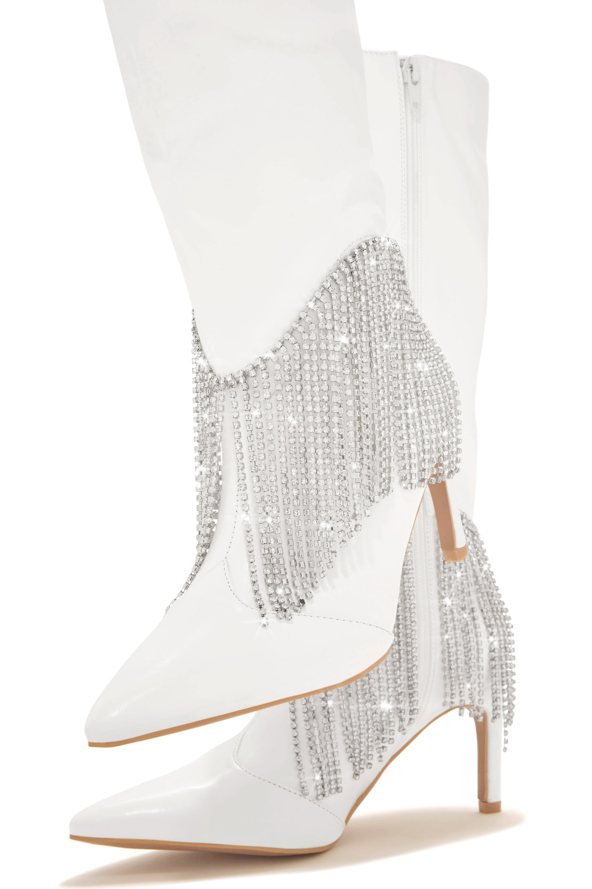 White fringe heels discount