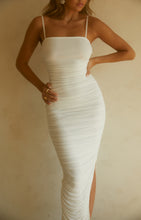 Load image into Gallery viewer, White Midi Ruched Dress
