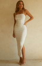Load image into Gallery viewer, White Midi Ruched Dress
