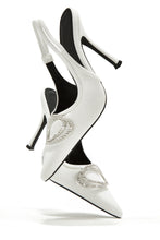 Load image into Gallery viewer, White Denim Slingback High Heels
