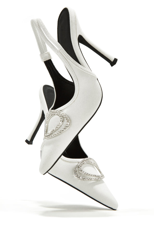 Load image into Gallery viewer, White Denim Slingback High Heels
