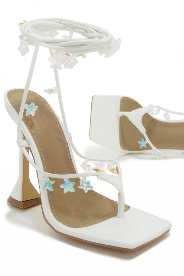 Load image into Gallery viewer, White Lace Up Open Toe Heels
