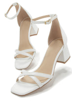 Load image into Gallery viewer, White Single Sole Block Mid Heels

