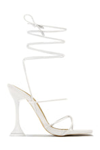 Load image into Gallery viewer, White Lace Up Heart Heel Cap Heels
