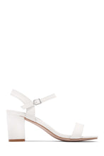 Load image into Gallery viewer, White PU Ankle Strap Block Heels
