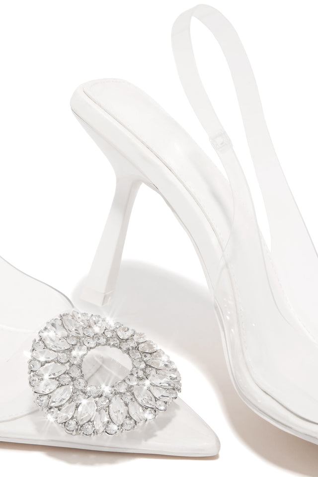 Load image into Gallery viewer, White Heel With Embellished Pointed Toe Detail 
