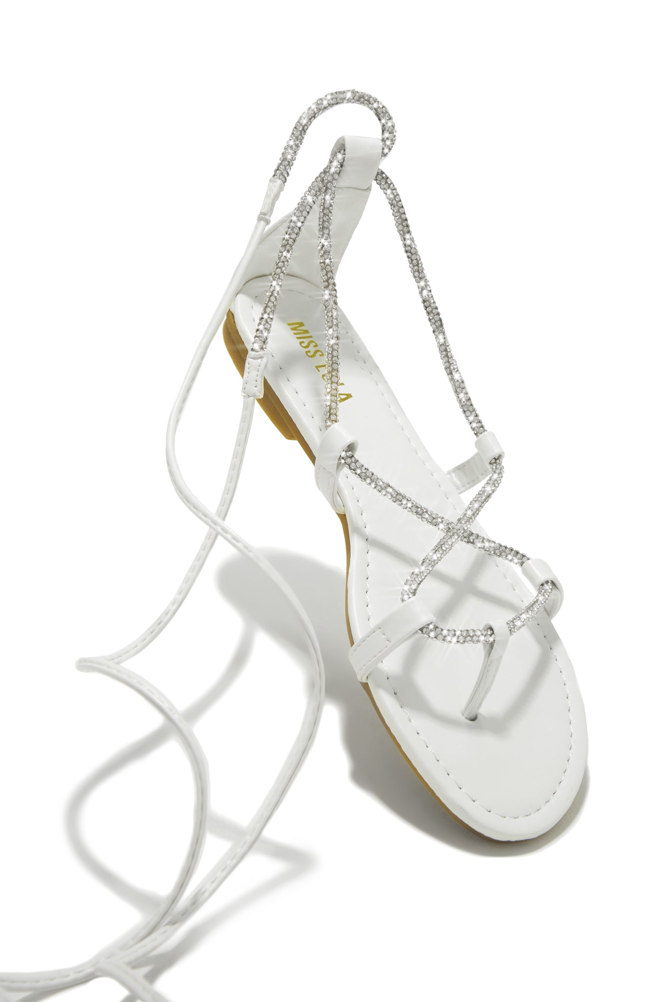 Vegas Weekend White Embellished Sandals MISS LOLA
