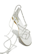 White Flat Rhinestone Sandals