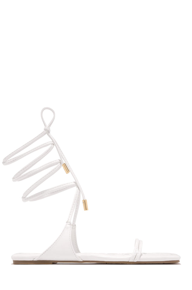 Wine & Dine Lace Up Sandals - White Wine & Dine Lace Up Sandals - White