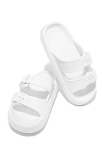 Load image into Gallery viewer, White Slip On Sandals with Extra Padding and Adjustable Straps with Buckle Closure
