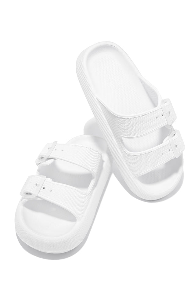 Load image into Gallery viewer, White Slip On Sandals with Extra Padding and Adjustable Straps with Buckle Closure
