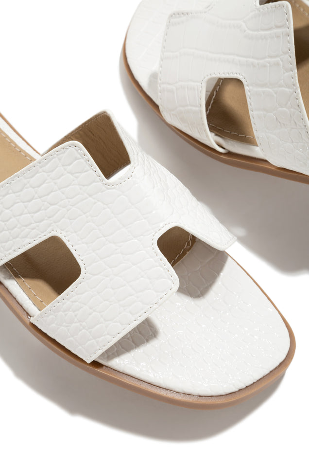 Load image into Gallery viewer, White Crocodile Slide Sandal

