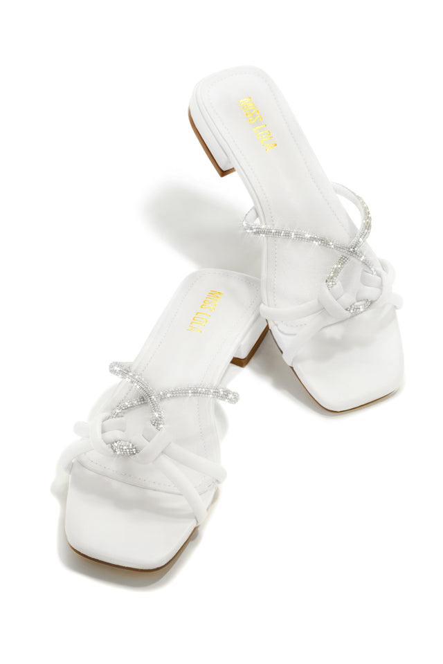 Load image into Gallery viewer, White Embellished Slip On Sandals
