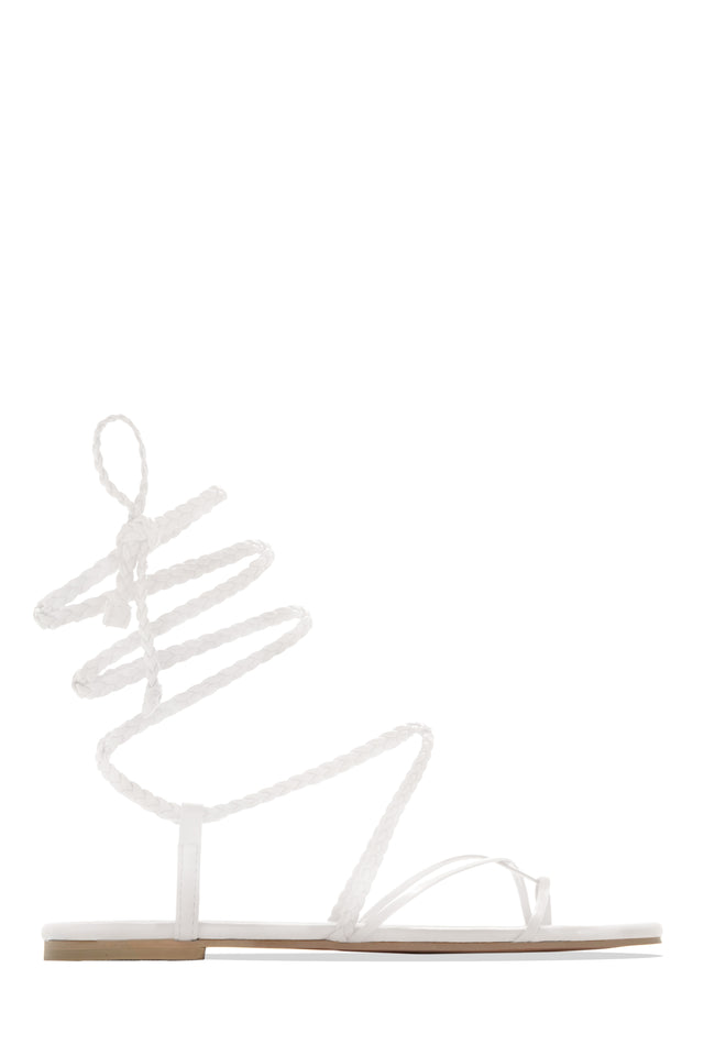 Load image into Gallery viewer, White Braided Strap Lace Up Sandals
