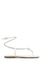 Load image into Gallery viewer, White Embellished Thong Strap Sandals
