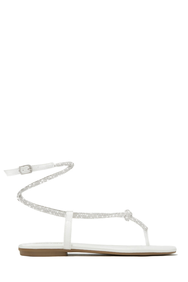 Load image into Gallery viewer, White Embellished Thong Strap Sandals
