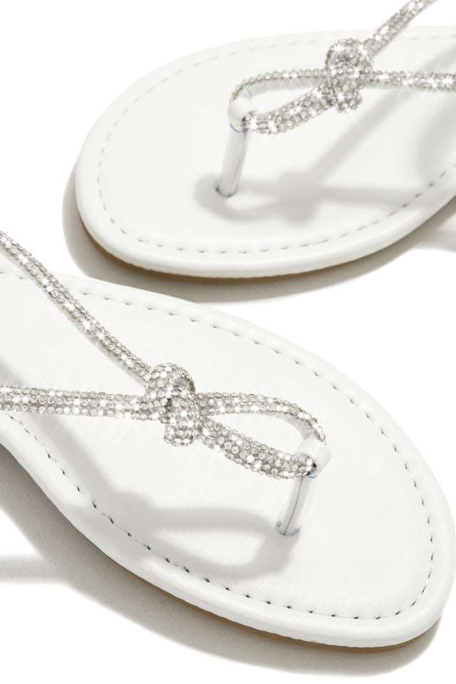 Load image into Gallery viewer, White Rhinestone Flat Sandals
